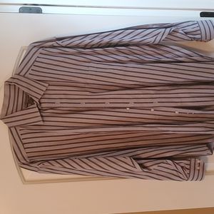 Johnston & Murphy Taupe Shirt with Black Stripes